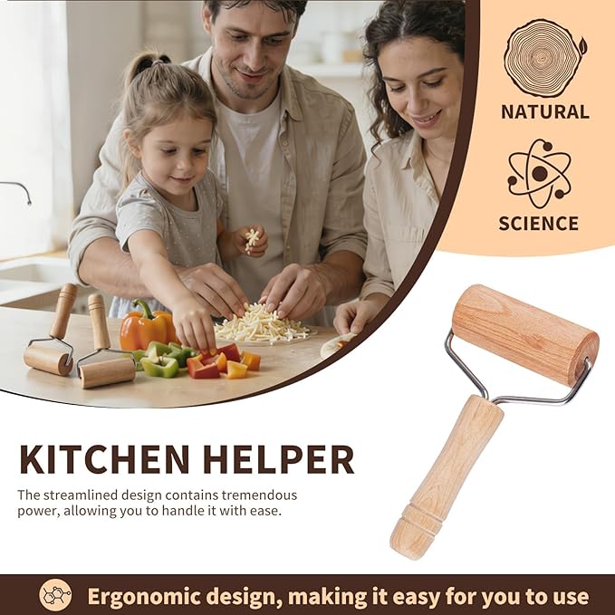 Pastry and Pizza Baking Roller Pin, Non Stick Wood Rolling Pins for Baking(T-Shape) - Image 3