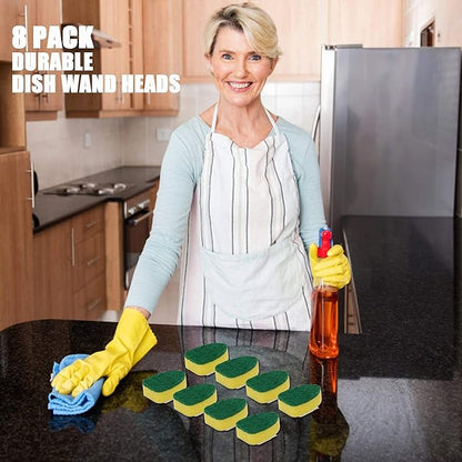 DYMOLL Dish Wand Refills 8Packs,Sponge Replacement Heads,Dish Wand Sponge Refill for Kitchen Cleaning