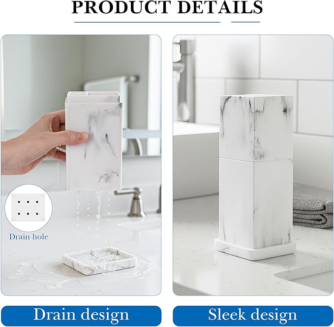 Linkidea Countertop Manual Toothbrush Holder with Lid, Resin 3 Slots Brush and Toothpaste Stand, Organizer Compatible with Oral-B CrossAction, Colgate Extra Clean (White)