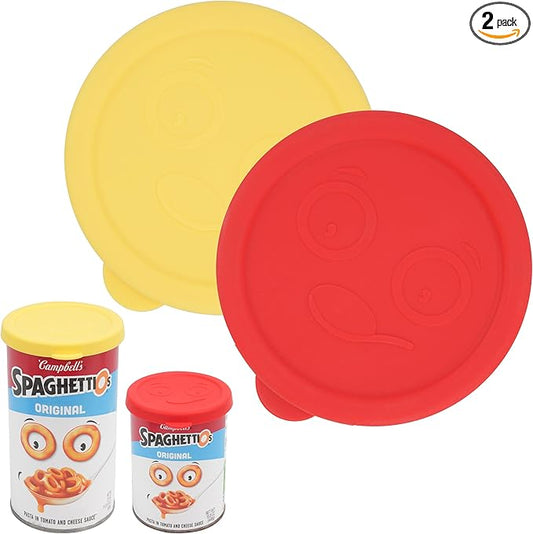 2 Packs Silicone Lids Compatible with SpaghettiOs Canned Pasta 15.6 oz and 15.8 oz, Food Sealing Lids for Can, Can Covers for Canned Good, Freezer&Dishwasher Safe (Can NOT Included)