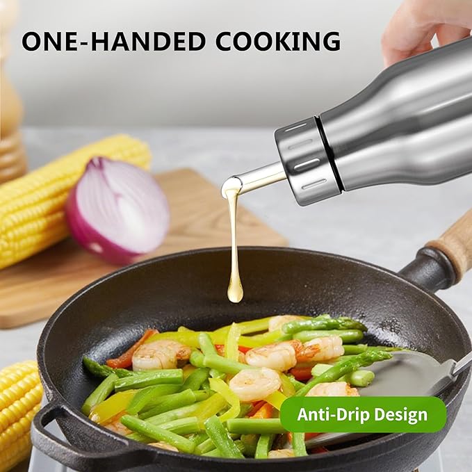 Stainless Steel Oil Dispenser Bottle - 1000ML Leak-Proof Oil Container for Kitchen, Olive Oil & Cooking Liquids-34Oz - Image 5