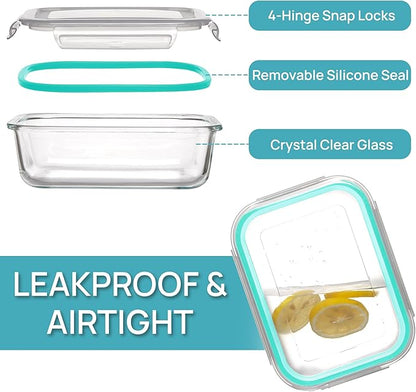 Vtopmart 5Pack 22oz Glass Storage Containers with Lids, Glass Meal Prep Food Container Sets with Snap Airtight Lids for Microwave, Oven, Freezer and Dishwasher, Green - Image 6