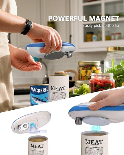 CIRCLE JOY Electric Can Opener, One-Touch Automatic Can Opening with Smooth Edges, Food Safety Handheld Battery-Operated Can Opener for Kitchen and Seniors, Blue - Image 3
