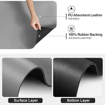 Ecotrim - Dish Drying Mat for Kitchen Counter | Coffee Bar Mat for Countertops | Heat Resistant Drainer Mat with Non-slip Rubber Backed | Hide Stain Kitchen Absorbent Draining Mat | Grey 16"x18" - Image 5