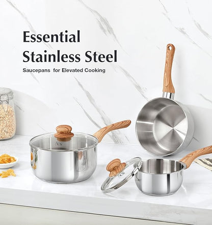 KOCH SYSTEME CS Stainless Steel Saucepan, 3 Quart Sauce Pan with Lid & Cool-Touch Bakelite Handle, 3 QT Saucepan with Lid, Induction Sauce Pan, Stainless Steel Pot 3 Quart - Image 8