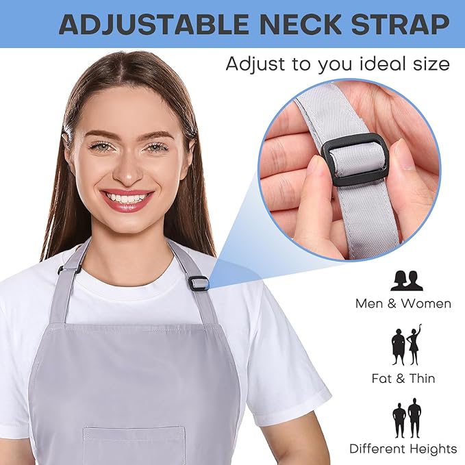 Noverlife Hair Stylist Apron with 4 Pockets, Hair Resistant 34 Inch Long Hairdresser Aprons w/Adjustable Strap for Salon