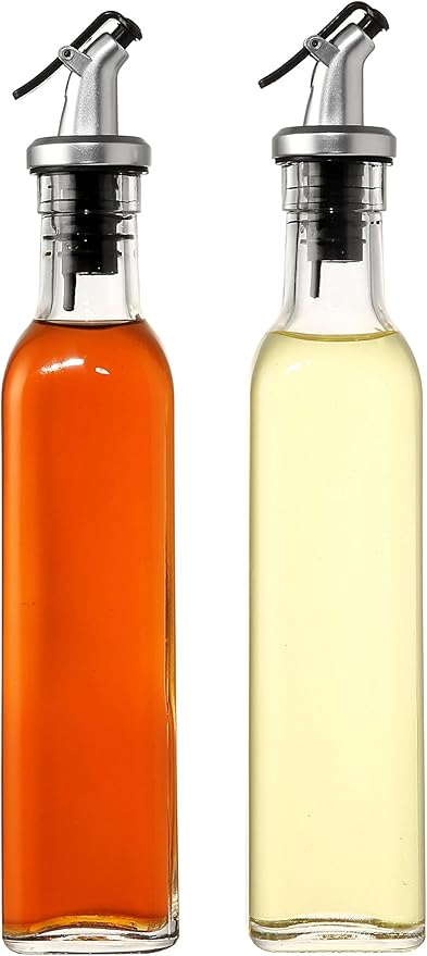 Juvale Olive Oil Dispenser Bottle Set - 2 Pack, 8.5 oz (250 mL), Clear Glass - Oil & Vinegar Dispenser Cruets with No-Leak Pour Spouts - Dishwasher Safe Kitchen Accessory - Image 2
