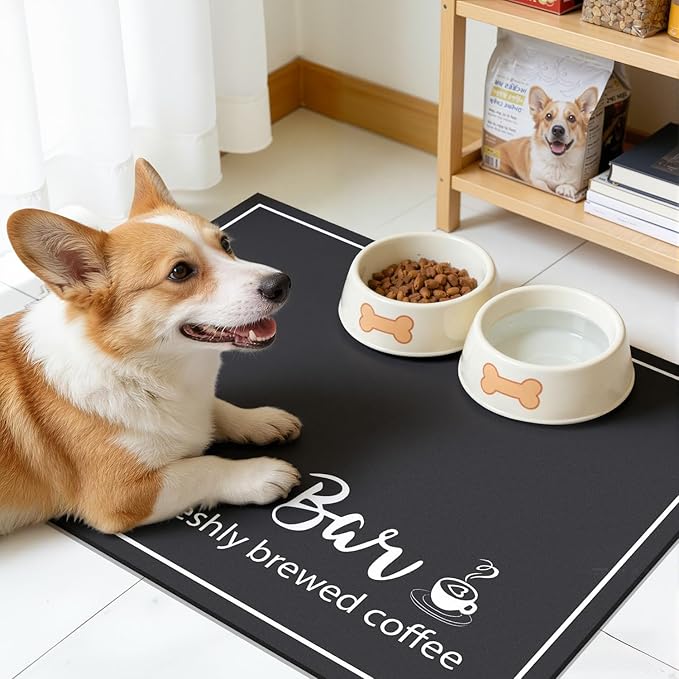 Findosom Dish Drying Mat, 18" x 24" Super Absorbent & Hide Stain Coffee Mat, Cuttable Drying Mat for Kitchen Counter, Coffee Bar Accessories, Under Dish Rack, Coffee Maker, Espresso Machine, Black - Image 3