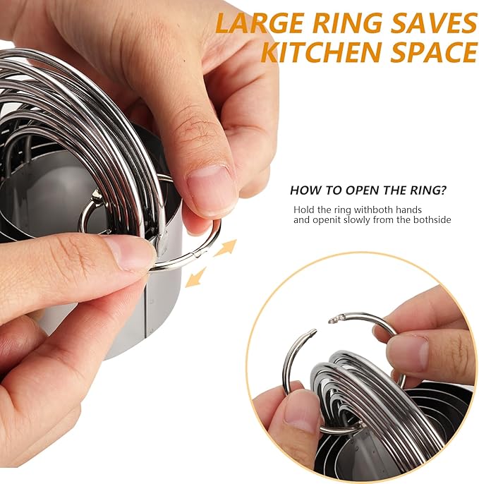 6 Pcs Large Cookie Cutters (2, 2.3, 2.8, 3.14, 3.54, 3.9 Inch), Round Biscuit Cutter Set with Handle and Big Ring, Professional Baking Dough Cutter Tools for Cakes, Sandwiches, Donuts, Dumplings - Image 5