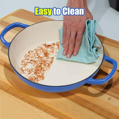 6QT Enameled Cast Iron Dutch Oven for Bread Baking – Sourdough Starter Kit with Cotton Basket, Bread Sling, Lame, Brush & Handle Cover – Multi-Purpose Pot for Baking, Frying, Braising – Blue