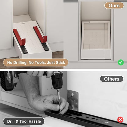 Pull out Cabinet Organizer,Expandable Width(7"-11"),Depth(17"-24"),Roll out Drawers,No Drill Adjustable Slide out Shelves for Kitchen,Pantry,for Both Lip and Lip-Free Cabinets,White(1PC) - Image 5