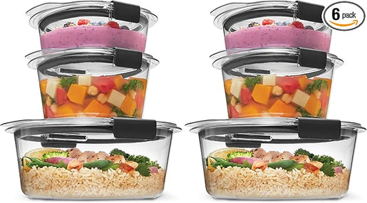 Rubbermaid Brilliance® Round Leak Proof Food Storage Containers, 6 Piece Set (Pack of 2) by Rubbermaid