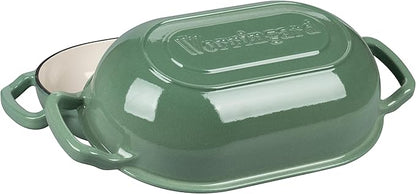 VORRINGARD Enameled Cast Iron Sourdough Bread Oven, Dutch Oven, Loaf Cast Iron Bread Pan for Homemade Bread Baking, Meatloaf Pan with Lid, 5QT, Sage Green - Image 4