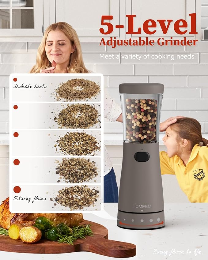 Electric Salt and Pepper Grinder Set with Storage Base, Stainless Steel Rechargeable Salt and Pepper Grinder Set with 4.5 oz Large Capacity, 1.8" Wide Mouth, Adjustable Coarseness, Ideal for Kitchen - Image 2