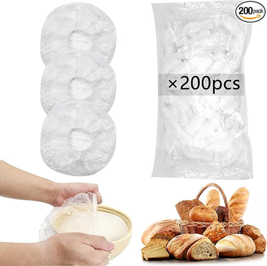 200pcs Reusable Shower Caps for Sourdough Bread Proofing, Plastic Covers With Elastic by QUPIVA