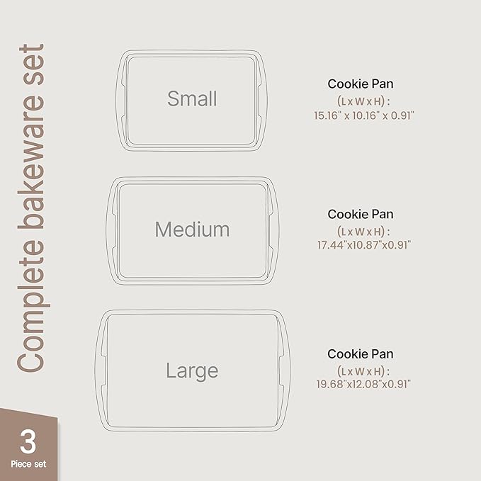 BAKKEN Kitchen Baking Pan Set - Nonstick Coating, Commercial Grade Carbon Steel Bakeware Sets, Baking Kitchen Essentials, PFOA, PFOS, PTFE Free, Oven Safe Tray (Up To 450° F), Set of 3, Blue Marble - Image 2