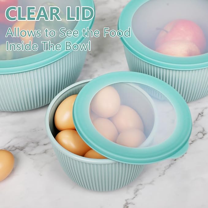 BoxedHome Mixing Bowls with Lids - 8 Piece Plastic Nesting Bowls Set includes 4 Prep Bowls and 4 Lids, Microwave and Dishwasher Safe, Green - Image 5