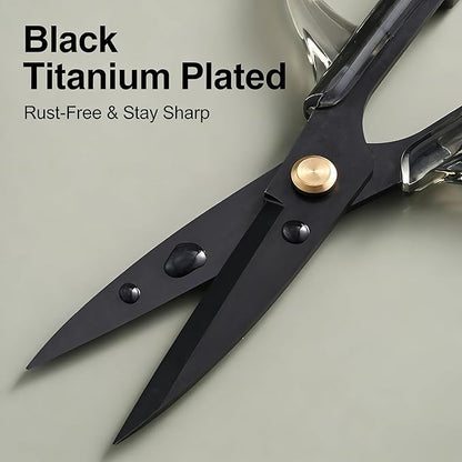 Kitchen Shears Scissors&Sharp Scissors, ARCHIKING 7.7inch Black Titanium Plated Scissor-Meat and Poultry Shears, Dishwasher Safe, Acrylic Handel All Purpose Stainless Steel Utility Scissor Black