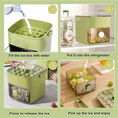 Ice Cube Tray with Lid & Bin Ice Maker for Freezer Ice Trays Ice Container- Ice Molds for Whiskey, Cocktail, Coffee Drinks, Beer with Ice Tongs Kitchen Gadgets Tools (Green) - Image 5