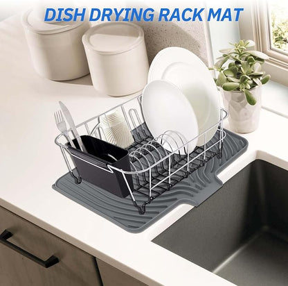 Dish Drying Mat for Kitchen Counter, with Built-in Drain Lip, 18x11.8 inch, Food-Grade Silicone, Easy Clean Pad for Countertop Protection, Heat Resistant, Easy Clean, Multi-Functional Use (Grey) - Image 5