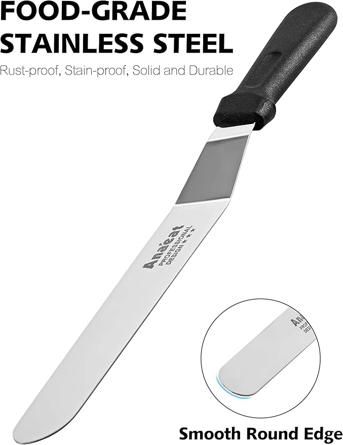 Anaeat Icing Spatula, Professional Cake Angled Offset Spatula with 12" Stainless Steel Blade - Thickened Frosting Knife with Durable Plastic Handle for Cake Decorating, Pastry & Baking - Image 7