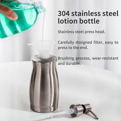 Brushed Stainless Steel Countertop Soap Dispenser Rust and Leak Resistant Hand Soap Pump with Funnel for Kitchen Countertops and Bathroom Dispensers (13.5 oz/400 ml) - Image 4
