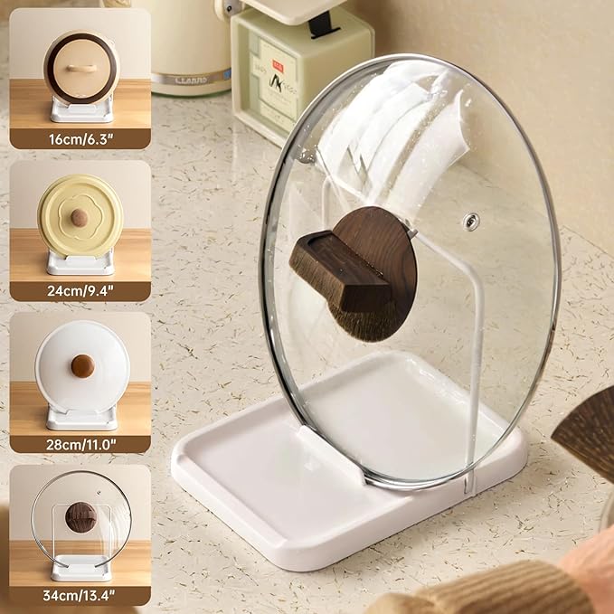 PAVSTINE Pot Lid Holder, Lid and Spoon Rest Holder for Kitchen Counter, Foldable Pan Lid Organizer Stand with Nonslip Pads, Multifunctional Utensils Pan Pot Cover Lid Rack Shelf For Stove Top, White - Image 5