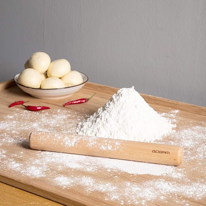 GOBAM Wood Rolling Pin, Extra Large - Dough Roller for Pasta, Cookies, Pie, Pizza, Chapati, Fondant, Rolling Pins for Baking, Bread Making Tools and Supplies - 15.8 x 1.6 Inches - Image 5
