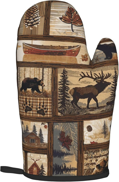 Rustic Lodge Pot Holders and Oven Mitts - Bear Moose Forest Oven Glove Hot Pads for Kitchen Chef Gifts for Cooking Lover Cooks - Image 8
