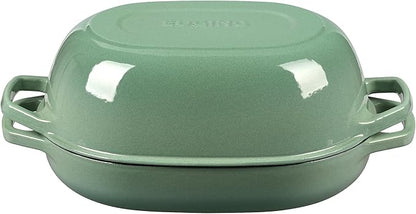 EDGING CASTING Enameled Cast Iron Oval Dutch Oven Pot with Lid, Dutch Oven for Sourdough Bread Baking, Bread Oven, Bread Dutch Oven, Oval Bread Pan, 7qt, Sage Green