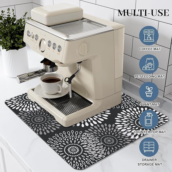 LuxStep Dish Drying Mat Super Absorbent Kitchen Counter Mat Rubber Backing Draining Mat Easy to Clean Kitchen Accessories Dish Rack Pad for Dishes, Utensils, Countertops, Sinks 15" x 18" Black - Image 3