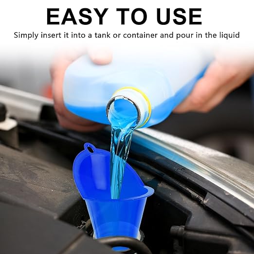 Long-Neck Oil Funnel for Automotive – Multi-Function Plastic Funnel for Oil, Gas & Lubricants – Universal Car Accessory (Blue (1-Pack)) - Image 6