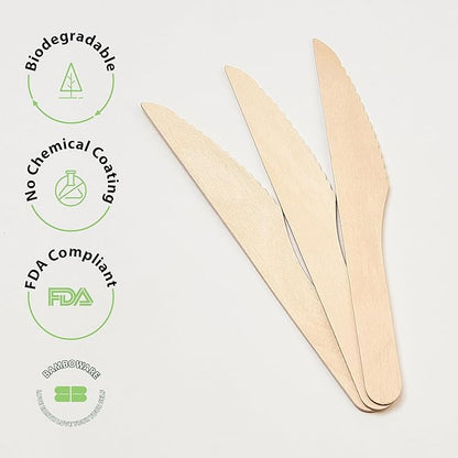Wooden Knives 300 Pieces | Natural Birch Wood Disposable Knives | Biodegradable, Smooth & Strong for Parties, Weddings, and Outdoor Events - Image 4