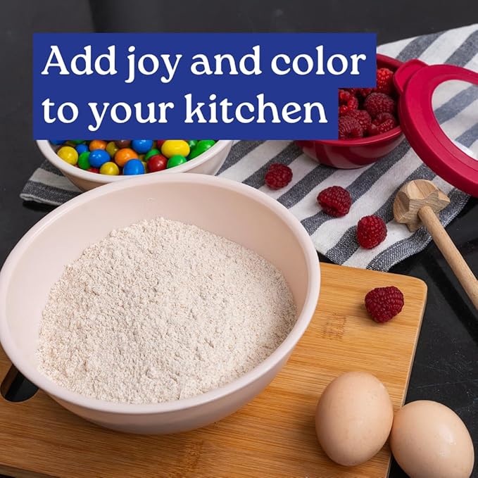 WHYSKO Mixing Bowl Set, 12 Piece Colorful Plastic Mixing Bowls with Lids Set for Food Prep Storage and Serving, Microwave and Dishwasher Safe for Kitchen Baking Cooking - Image 5