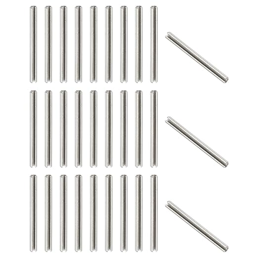 PATIKIL Slotted Spring Pin, 50 Pcs 3/32" x 1-3/16" (2.7mm x 30mm) 304 Stainless Steel Split Roll Pins Spring Dowel for Home Improvement Automotive Machine Repair, Silver