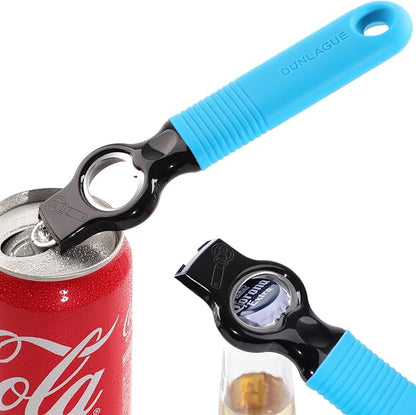 2-Pack Magnetic Beer Bottle Opener & Soda Can Opener, 2-in-1 Bottle Opener and Can Tab Opener Tool for Bartender, Long Nails, Arthritis, Silicone Handle with Build in Magnet - Gemstone Blue by DUNLAGUE