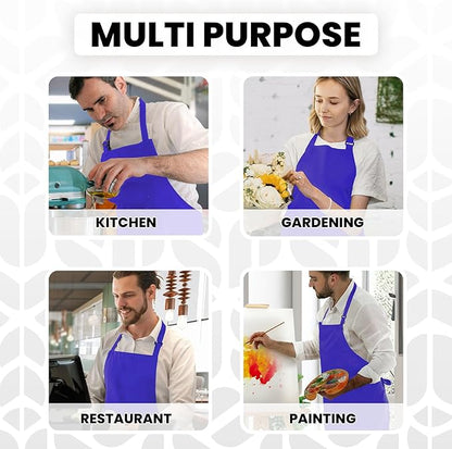 Adjustable Bib Apron 100% Polyester Kitchen Aprons Waterdrop Resistant Aprons with Adjustable Strap, Pockets & Long Ties