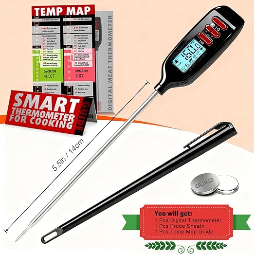 Antonki Meat Thermometer Digital, Smart Instant Read Food Thermometer with Super Long Probe for Cooking Grilling Baking Kitchen Candy BBQ Oil Liquid, Backlit Display, Battery Included - Image 6