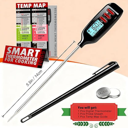 Antonki Meat Thermometer Digital, Smart Instant Read Food Thermometer with Super Long Probe for Cooking Grilling Baking Kitchen Candy BBQ Oil Liquid, Backlit Display, Battery Included - Image 6