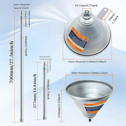 3Pcs 14.84" & 27.56" Steel Bendable Spout Funnel with Filter & Long/Short Hoses for All Automotive Oils, Flexible Long Funnels for Automotive Use for Transmission Fluid, Diesel Fuel, and Other Liquids - Image 3