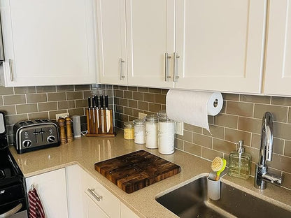 UREZORGEAR 2nd Gen Paper Towel Holder Under Cabinet No Drilling, [More Sturdy] Self Adhesive or Drilling Paper Towel Holder Wall Mount for Kitchen,RV [Fit Mega Paper Towel Roll] SUS304 Stainless Steel - Image 9