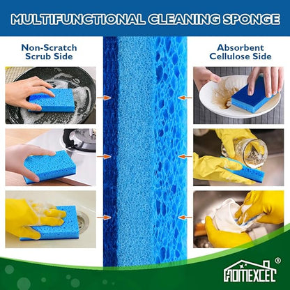 HOMEXCEL Sponges Kitchen 24pcs, Non-Scratch Sponges for Dishes, Scrub Cleaning Sponge Safe on Non-Stick Cookware, Dual Sided Dish Sponge for Kitchen, Household, Bathroom and More - Image 5