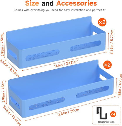 Sevenblue 4 Pack Strong Magnetic Spice Rack for Refrigerator, Multipurpose Magnetic Shelf for Fridge with 4 Hooks for kitchen and Bathroom Organization, Blue - Image 7