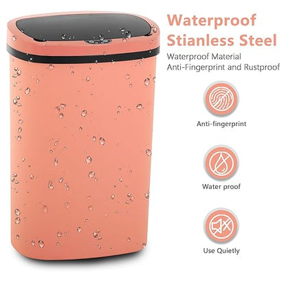 13 Gallon/50 L Kitchen Trash Can with Lid, Garbage Can with Touch-Free Lid, Cute Trash Bin Automatic Bathroom Trash Can, Motion Sensor Waterproof Trash Bin