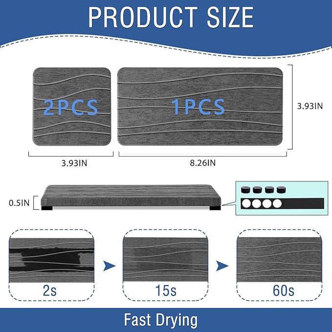 3PCS Water Absorbing Stone Tray, Fast Drying Stone Sink Tray, Stones Soap Trays, Water Absorbent Diatomite Trays, Diatomite Coasters for Kitchen Sink Bathroom Counter, Hand Soap Dish & Holders - Image 6