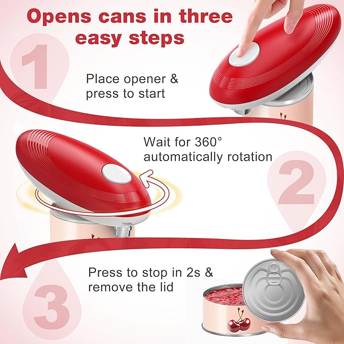 Electric Can Opener, Food Safe Automatic Can Opener with Smooth Edge, Open Your Cans with A Simple Press of Button, Can Opener Electric Kitchen Gifts for Seniors and Arthritis - Image 3