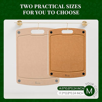 Kikcoin Wood Cutting Board, Cutting Boards for Kitchen Dishwasher Safe Non-slip Chopping Board with Juice Groove, Wood Fiber Composite Cutting Board with Handle, 14.6"*10.8" - Image 2