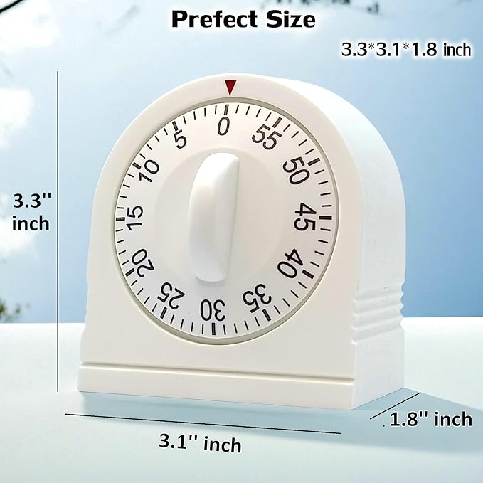 60 Minute Wind Up Timer, Visual Mechanical Timer with Loud Alarm, Manual Countdown Timers for Classroom, Home, Study and Cooking (2 Pack) - Image 6