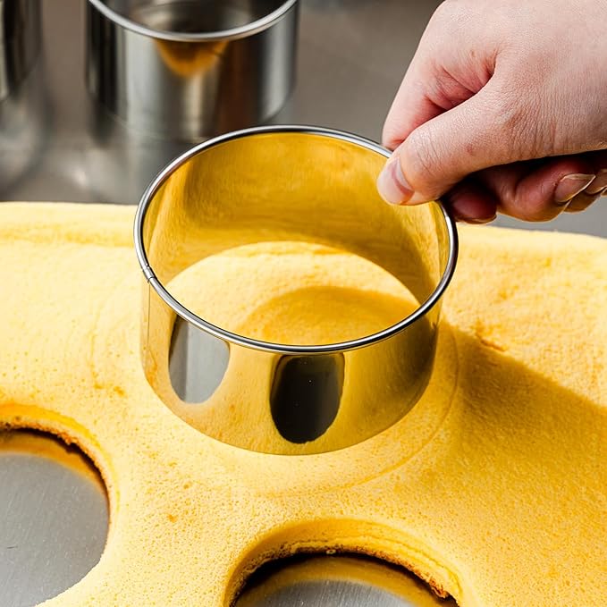 12 Pcs 304 Stainless Steel Biscuit Cutter Set, Round Cookie Cutters for Baking (1/2/3/4/5'') with PP Storage Box, Dough Pastry Cake Circle Cutting Ring Molds, Non-Rust Double Thickness & 2.1‘’ High - Image 4