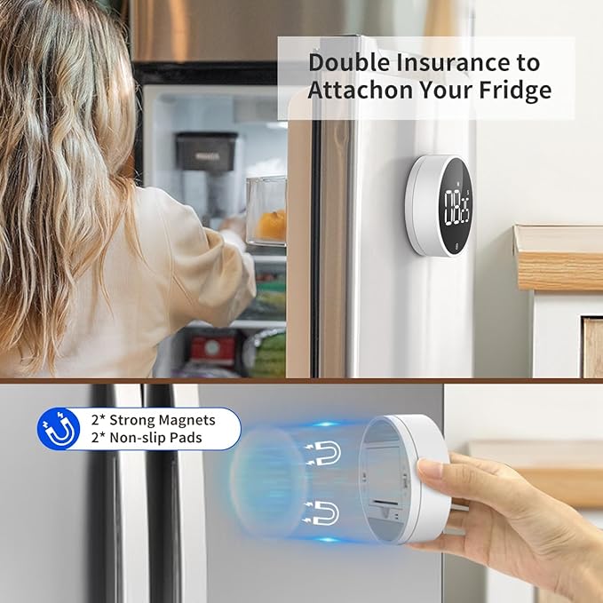 VOCOO Digital Kitchen Timer - Magnetic Countdown Countup Timer with Large LED Display Volume Adjustable, Easy for Cooking and for Seniors and Kids to Use (White) - Image 5
